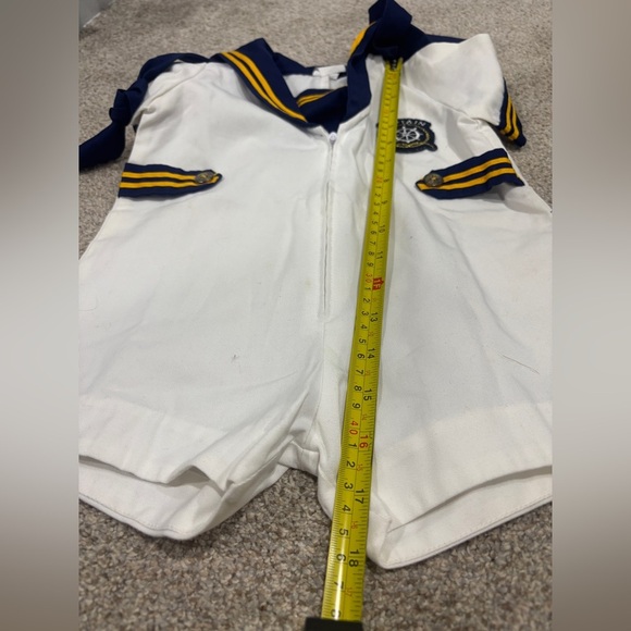 Vintage Toddler Sailor Captain Navy Blue and White Nautical Size 2 Romper - Picture 8 of 8